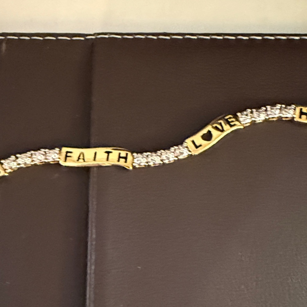 Gold-Tone Love Hope Faith Bracelet with the silver tone design feature - Picture 9 of 15